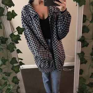 Checkered zip up coat